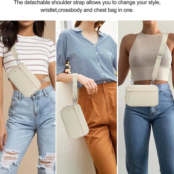 Quilted Nylon Wristlet Wallet Crossbody RFID Blocking Bag with Multiple Pockets - Picture 7 of 9